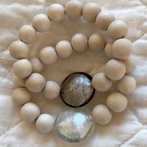 Wooden bead bracelet with glass bead